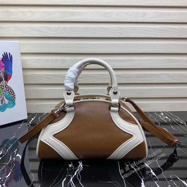 prada女包 普拉達2020年專櫃最新款 小牛皮女士手提包 1BB071 拼接菱形圖案 prada單肩女包  pyd2200